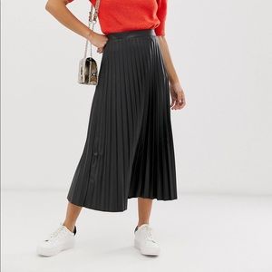 ASOS Design Leather Look Pleated Dress
